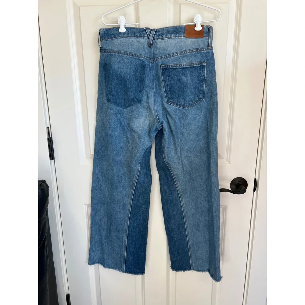 J.Crew Slim Wide Leg 2 Tone Retro Style Raw Hem Jeans Size 29